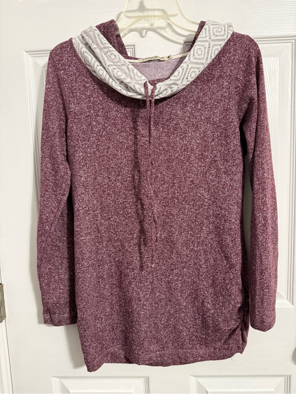 Chance or Fate Marled Plum Pullover with Hood